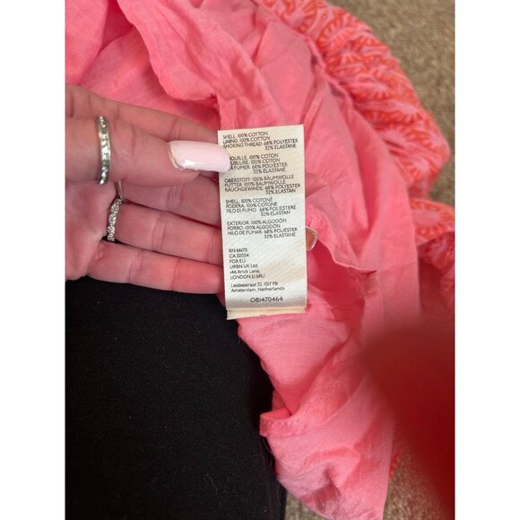 Free People Sweet Annie dress smocked pink 100% cotton fit flare SZ M Summer - Picture 8 of 12